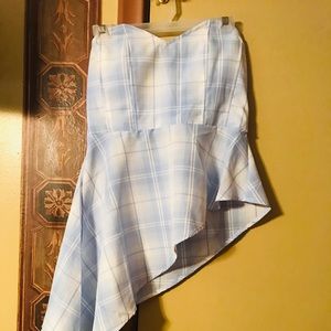 Fashion Nova Asymmetrical Light Blue Crop Top